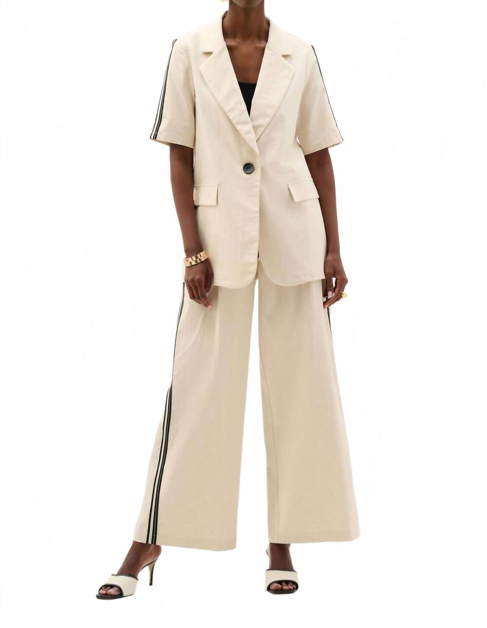 NEW JOSEPH RIBKOFF woven linen straight blazer in neutral